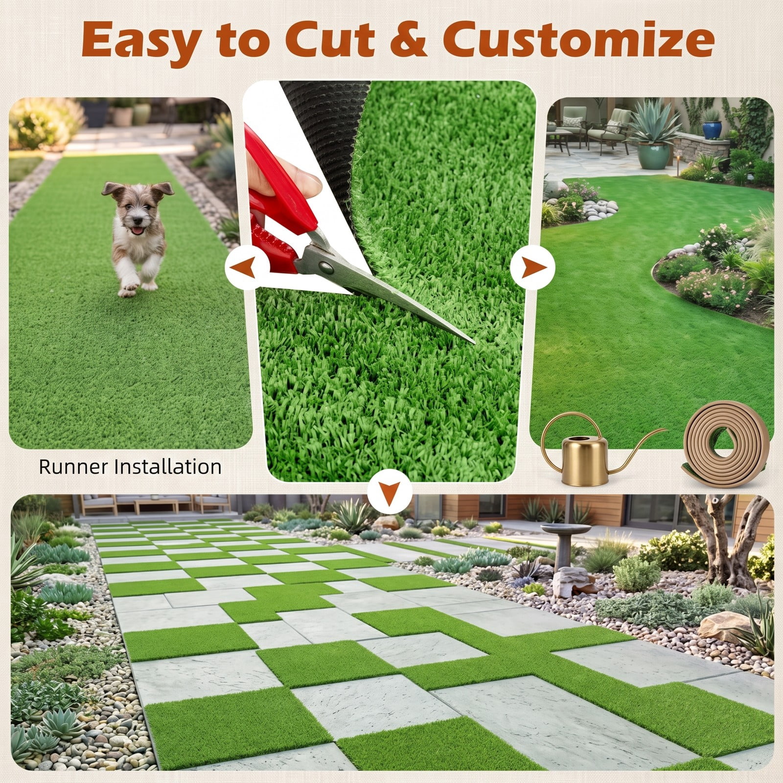 ALPULON 8 x 5 FT Artificial Turf Grass Rug, 40 sq.ft Realistic Synthetic Lawn Mat with Low 0.3 Inch Pile Height, Drainage Holes for Balcony Patio Yard Pet Area, Green