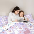 thumbnail image 5 of Homewish Girls Cute Alpaca 3 Pieces Queen Comforter Set,Cartoon Animal Ultra Soft Bedding Sets,Geometric Plaid Bedding Comforter Set,Love Heart Home Decor,Reversible, 5 of 8