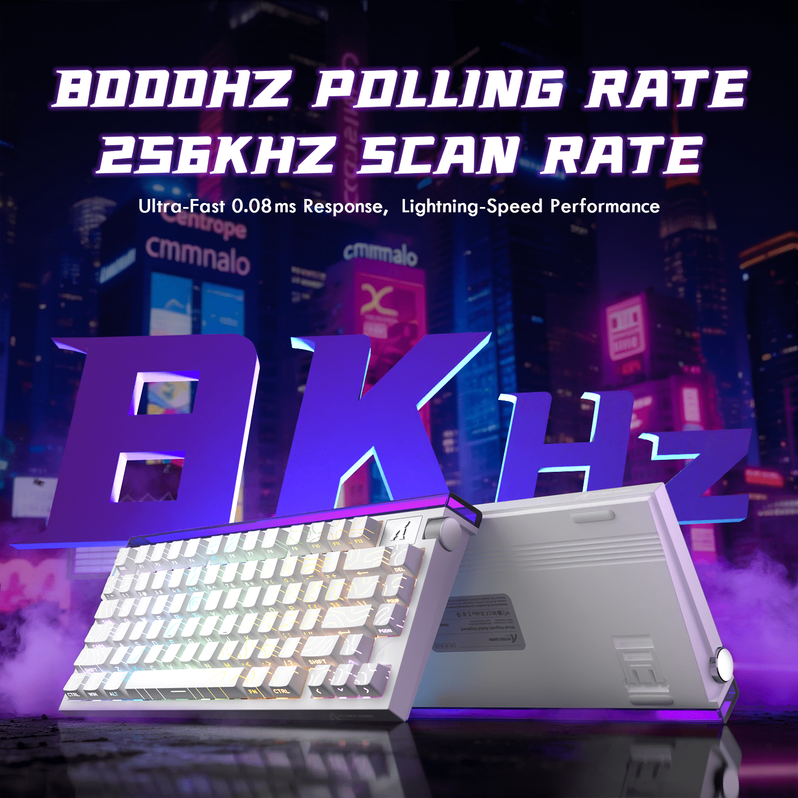 ATTACK SHARK R85HE Wired 75% Hall Effect Rapid Trigger Mechanical RGB Gaming Keyboard,8K Polling,0.05mm RT Accuracy,0.08MS Latency,Magnetic Switch,5Layer Sound Damped,Driver for PC(White Contour)