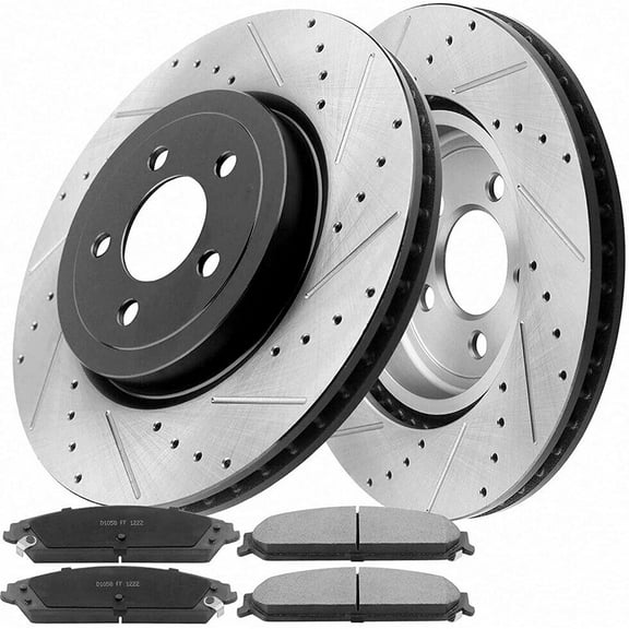MotorbyMotor Front Brake Rotors 345mm Drilled & Slotted Brake Rotor & Brake Pad Kits Fits for Chrysler 300, Dodge Challenger Charger Magnum Fits select: 2005-2006 CHRYSLER 300C TOURING