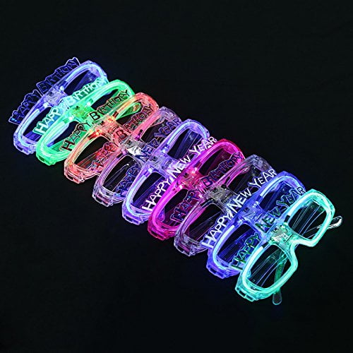 12 Pack Led Light Up Glasses Happy New Year Assorted Flashing Lights Fun New Year Party