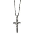 thumbnail image 2 of Diamond2Deal Stainless Steel Antiqued and Polished INRI Crucifix Pendant on a Box Chain Necklace for Men 22", 2 of 6