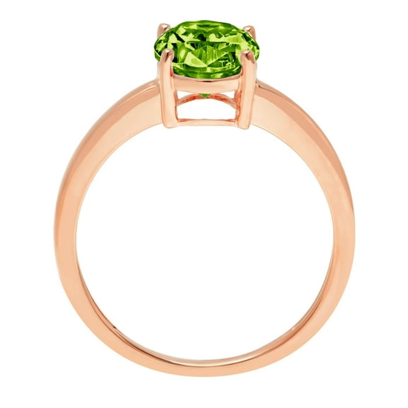 2 ct Oval Cut Natural Peridot Solitaire Engagement Ring for Women in 18K Rose Gold
