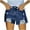 Dark Blue, variant on Women Casual Summer Stretchy Denim Jean Shorts Junior Bermuda Casual Mid Rise Denim Shorts Stretch Ripped Raw Hem Jean Shorts
