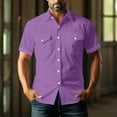 thumbnail image 5 of Mens Linen Shirts Retro Button Down Short Sleeve Shirt Casual with Two Patch Pockets Classic Work Shirts, 5 of 5