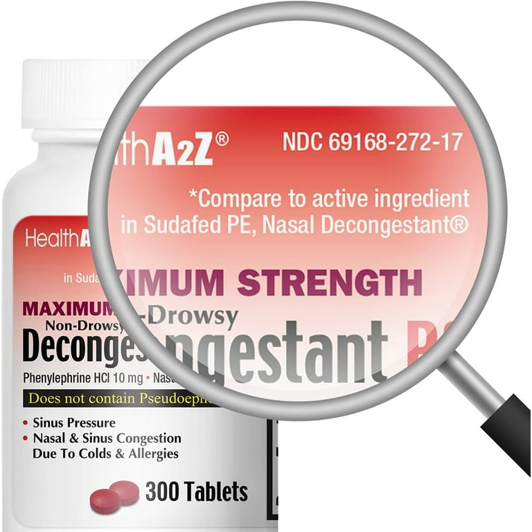 鼻セレブ　レズミルズ　ボディアタック　80.85 HealthA2Z® Decongestant PE | Phenylephrine 10 mg | 300 Tablets