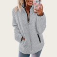 thumbnail image 2 of Womens Sherpa Pullover Half Zip Oversized Fuzzy Fleece Sweatshirts Quarter Zip Fall Winter Clothes with Pockets, 2 of 4