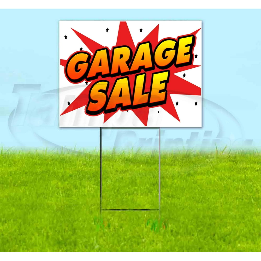 Garage Sale (18" X 24") Yard Sign, Includes Metal Step Stake Walmart