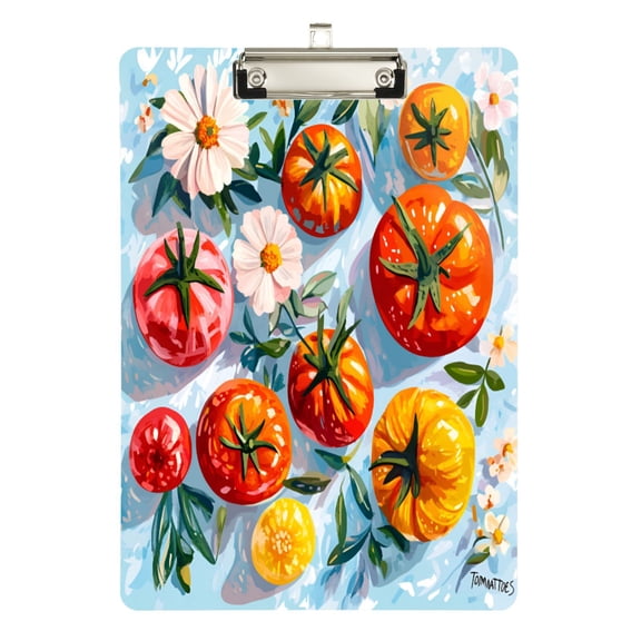 FORMRS Acrylic Clipboard with Low Profile Clip Standard A4 Letter Size, 12.5" x 9", Watercolor Tomatoes