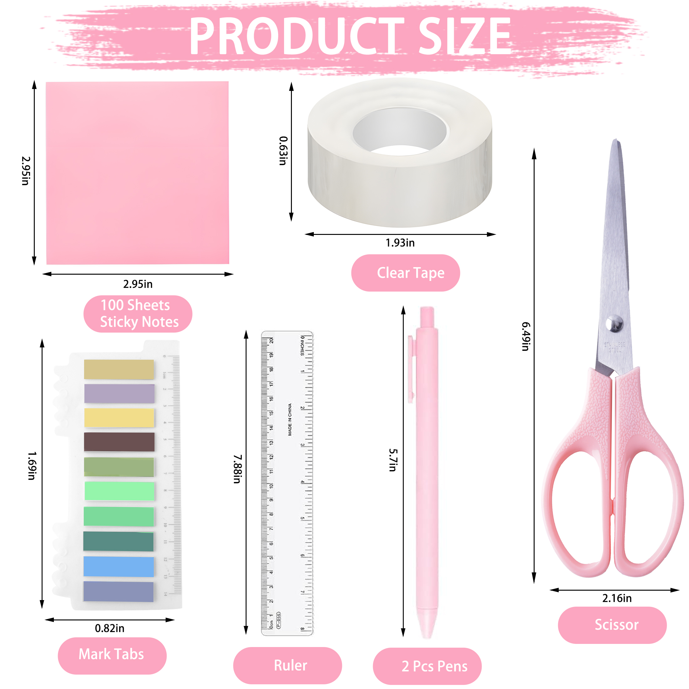 Cyrico Pink Office Supplies Set, 17-Piece Desk Kit photo 7