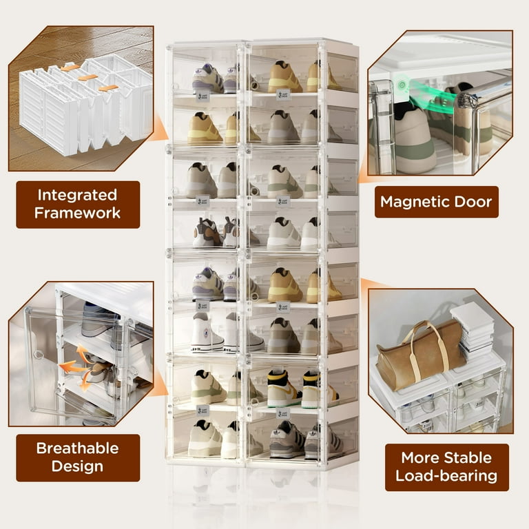 VIPBOX 8 Tiers 16 Pairs Portable Shoe Organizer with Clear
