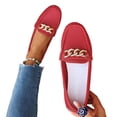 thumbnail image 5 of Women's Fashionable Casual Wear Versatile British Style Plus Size Loafers With Metal Chain Round Toe Flat Sole Pumps Comfortable Slip On Gifts, 5 of 9