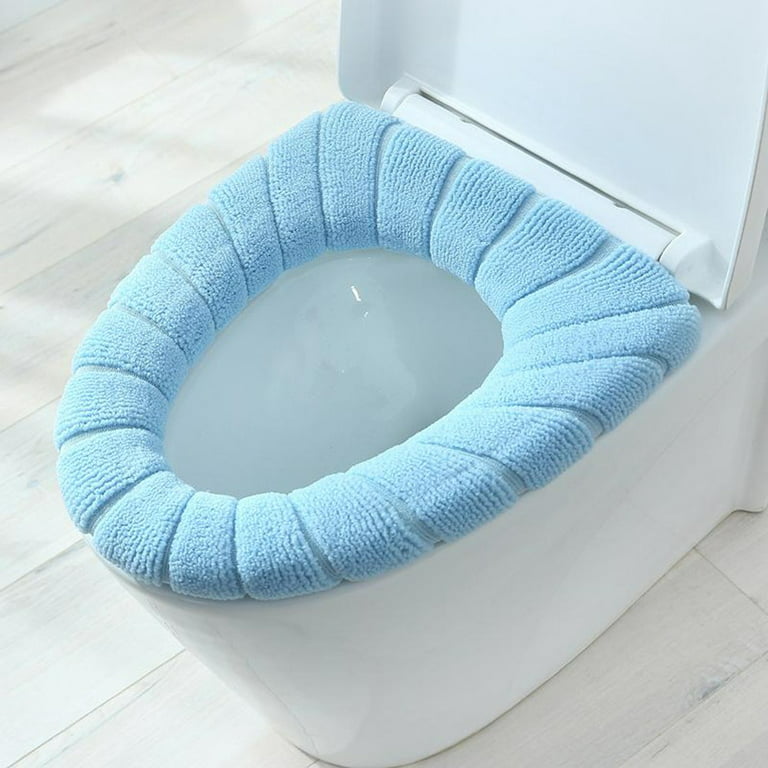 Yannee Soft Toilet Seat Cover Lid Bathroom Washable Cushion Closestool Pad  Warmer Mat Blue
