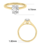 14K Yellow Gold Oval Lab Grown Diamond Cathedral Solitaire Engagement Ring - 1 Carat (Ring Size: 4.5)