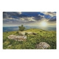 thumbnail image 1 of Mountain Cutting Board, Small Tree Behind Boulders Hillside Grass Greenery Meadow Scenic Dramatic, Decorative Tempered Glass Cutting and Serving Board, Large Size, Green Yellow Blue, by Ambesonne, 1 of 1