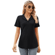 thumbnail image 2 of Camisas de Mujer con Cuello de Solapa, Cuello en V, Blusa de Corta, Blusa Informal Elegante. Negro M, 2 of 9
