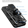 thumbnail image 2 of Heavy Duty Case for iPhone 15 Pro Max, Camera Lens Sliding Rugged PC Hybrid Shockproof Anti-Slip Cover with Magnetic Car Mount Ring Holder Kickstand Case for iPhone 15 Pro Max, Silver, 2 of 9