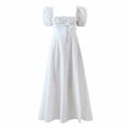 thumbnail image 1 of Vestido floral con cuello cuadrado para mujer, vestido con mangas abullonadas, abertura en la cintura alta Adepaton BST3009488-4, 1 of 8