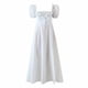 thumbnail image 1 of Dinheiro Vestido floral con cuello cuadrado para mujer, mangas abullonadas, abertura en la cintura alta, L,, 1 of 8