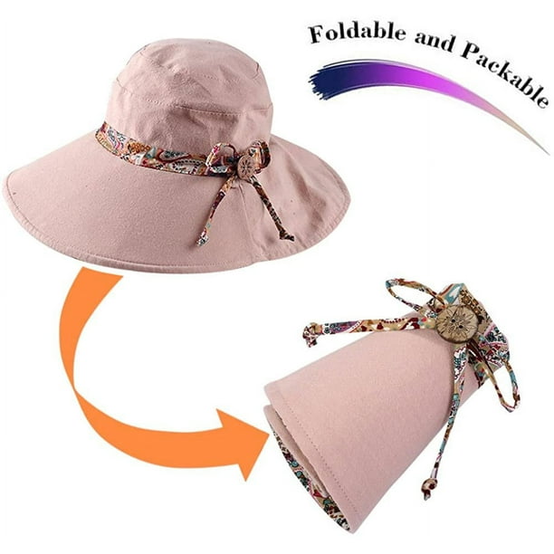 HAOAN Sun Hats for Women Packable Sun Hat Wide Brim UV Protection Beach Sun  Cap - Blue 