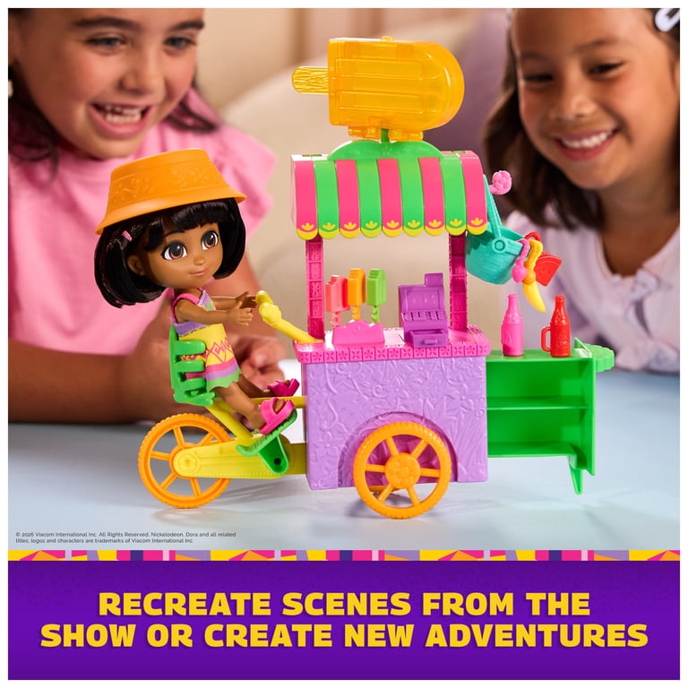 Dora, Pop 'N' Go Treat Cart with 15 Pieces, Transforming Cart