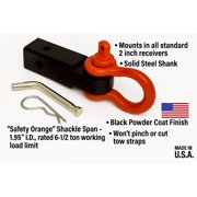 Rigid Hitch (TSM-22-D) Tow Strap Shackle Mount for 2 Inch Receivers - Made In U.S.A.