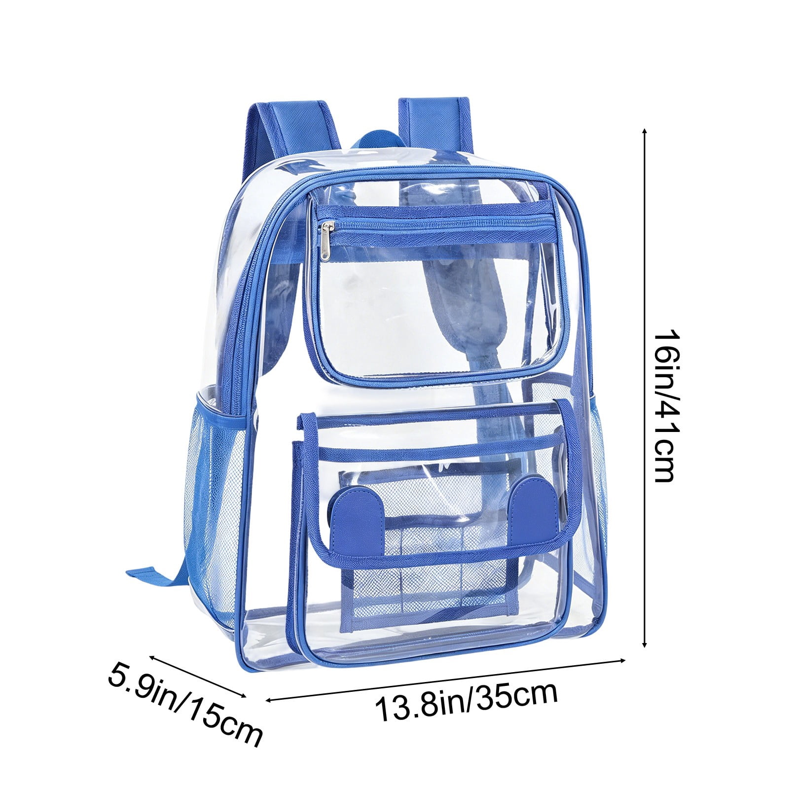 See-Through Backpack, Large Capacity Transparent PVC Backpack for Security, Clear Stadium Approved Backpack, Durable and Waterproof Clear Bag with Pockets, Multi-Purpose Clear Travel Backpack