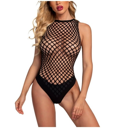 

Leesechin Lingerie for Women Clearance Bodysuits Lace Erotic Perspective Siamese Mesh Fishnet Onesie