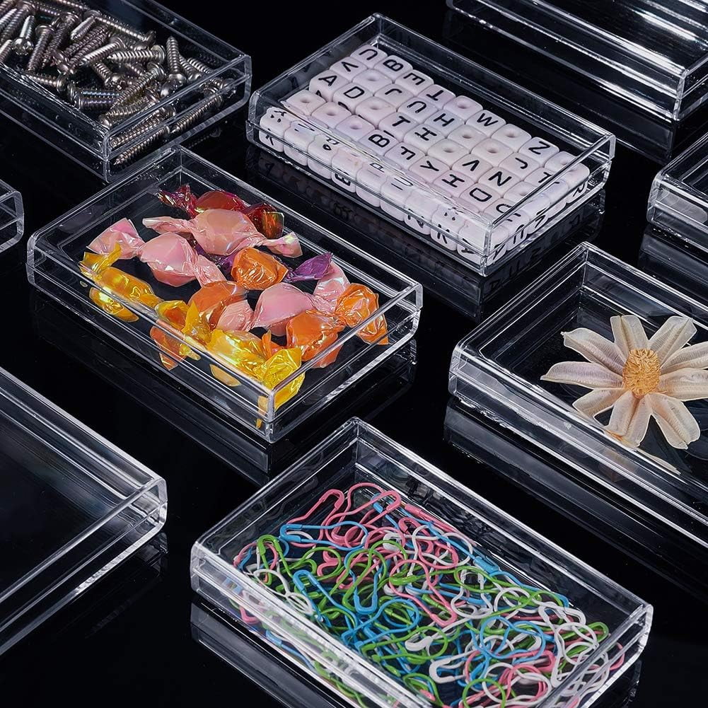 Clear 9 Pack Rectangle High Transparency Plastic Bead Storage Containers Box Drawer Organizers for Beauty SuppliesTiny BeadJewerlry Findings and Other Small Items - 3.5x2.36x0.7 Inches
