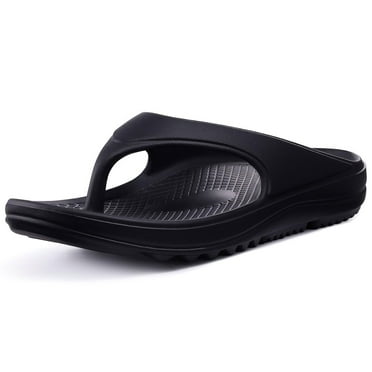 Litfun Orthotic Flip Flops for Women, Pillow Soft Recovery Thong Sandals Slippers, Summer Beach Shoes with Arch Support, Black