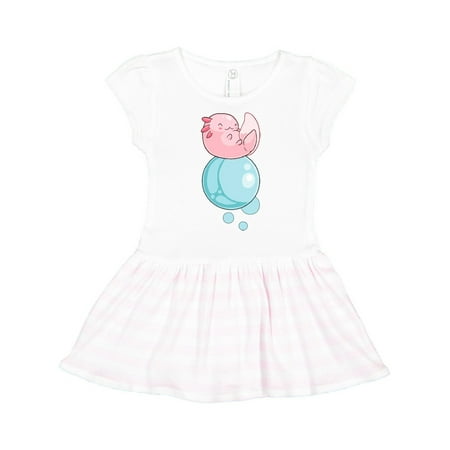 Cute Axolotl Sitting on a Bubble Toddler Dress
