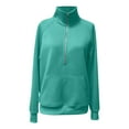 thumbnail image 4 of Fiaer,Half Zip Plus Size Sweatshirts for Women,Womens Loose Fit Casual Trendy Long Sleeve Lapel Collared V Neck Pullovers with Pocket Mint Green XL, 4 of 4