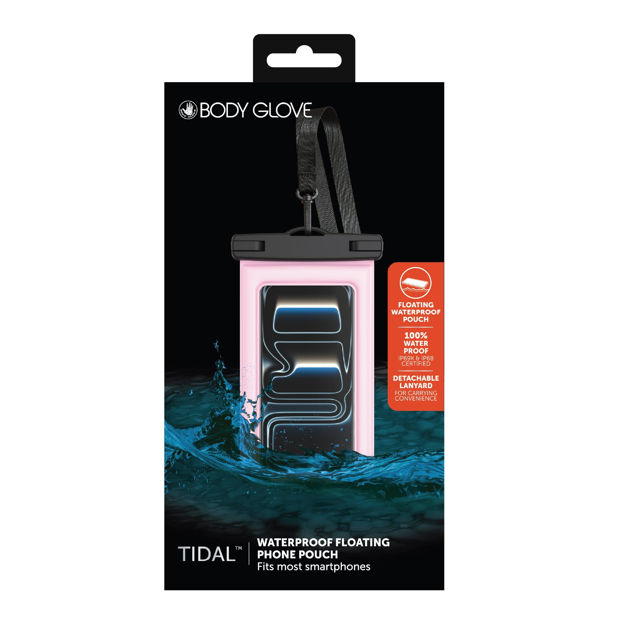 Body Glove Tidal Waterproof Floating Phone Pouch with Secure Seal - Pink/Clear