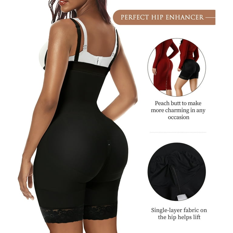 YIANNA Fajas Colombianas Shapewear for Women Tummy Control Body Shaper Butt  Lifter with Zipper Crotch Black 2X-Large