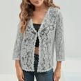 thumbnail image 4 of Gfyviroh Women's Cardigans Thin Plus Size 3/4 Sleeve Casual Comfortable Cardigans Lightweight Trendy Hollowed-out Lace Outerwear, 4 of 4