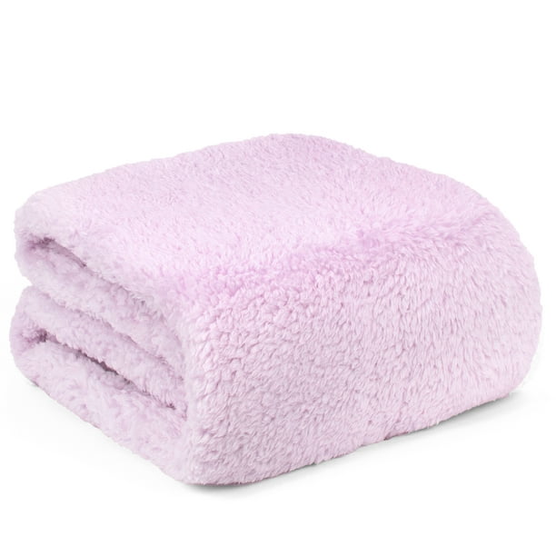 PAVILIA Fluffy Sherpa Throw Blanket for Couch Sofa | Plush Shaggy Fleece  Blanket | Soft, Fuzzy, Cozy, Warm Microfiber Throw Solid Blanket, Lavender  
