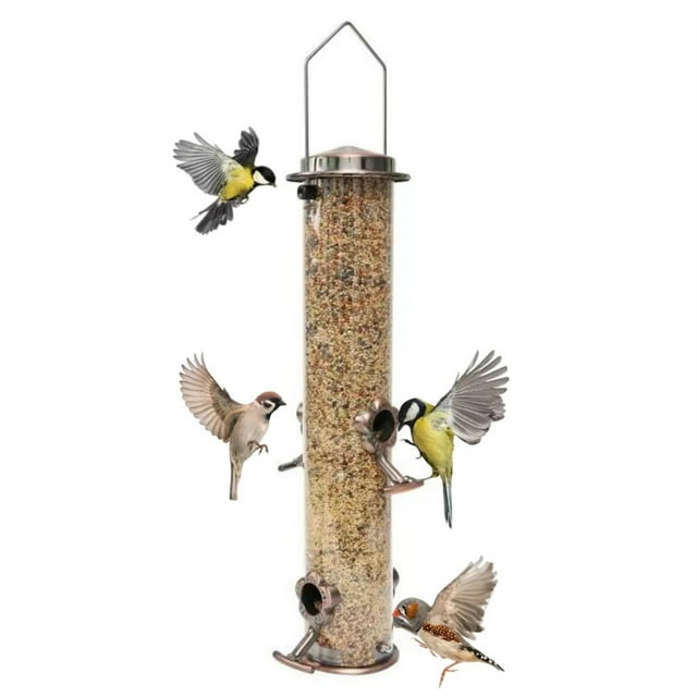 Outside Bird Feeders, Clear Plastic Tube Garden Hanging Bird Feeder For Poles