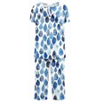 thumbnail image 5 of GaThRRgYP Plus Size Womens Sets,2PC Women's Solid Color V Neck Lace Splicing Short Sleeve Sleepshirt and Pants Sets Loungewear Pajamas with Pockets Blue M, 5 of 5