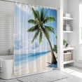 thumbnail image 6 of Beach Palm Tree Bathroom Shower Curtains with 12 Hooks Polyester Waterproof Shower Curtain for Stalls and Bathtubs Ocean Coastal Sky Nature Scenery Decorative Bathroom Privacy Curtain 72x96 Inches, 6 of 8