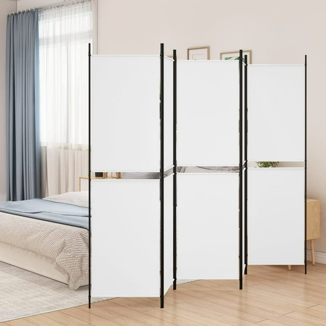vidaXL Paravent 5 Panneaux Blanc 250x200 cm Tissu