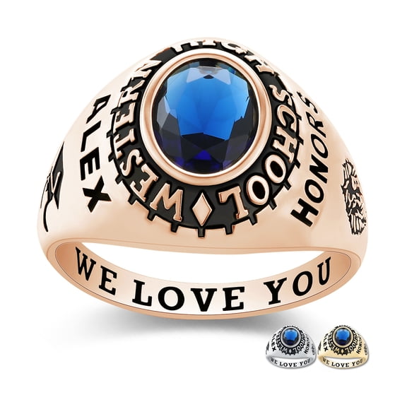 Mementos USA Custom Men's Class Rings Sterling Silver for High School College-Rose Gold-Classic