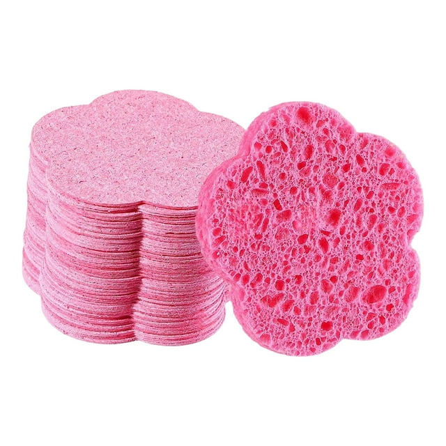 50 Esponjas Faciales Comprimidas, Esponjas Limpiadoras Faciales, Portátiles, Prácticas, Almohadillas Limpiadoras Faciales Profesionales. Forma de flor de ciruelo