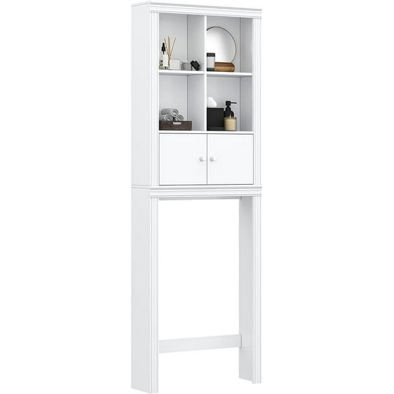 Spirich Home Bathroom Shelf Over The Toilet, Bathroom Cabinet Organizer Over Toilet, Space Saver Cabinet Storage (White)