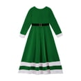 thumbnail image 3 of YONGHS Kids Girls Christmas Santa Mrs Claus Cosplay Costume Long Sleeve Velvet Xmas Party Maxi Dress Green 10, 3 of 5