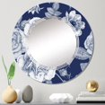 thumbnail image 2 of DESIGN ART Designart 'White Vintage Flowers On Classic Blue I' Printed Patterned Wall Mirror 32in.x32in., 2 of 5