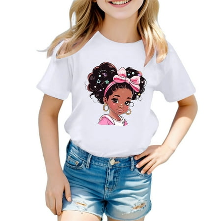 MUXiin Girls Tops Size 6 Crew Neck Funny Tees Short Sleeve Back To School Shirt Letter Print Tees Shirts for Youth Girls Cotton Girls Tops Tees & Blouses