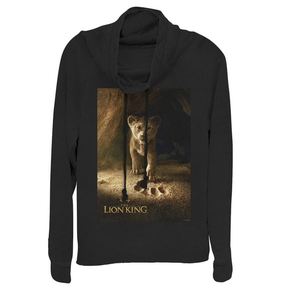 Junior's Lion King Simba Paw Movie Poster Cowl Neck Sweatshirt Black X Large