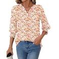 thumbnail image 2 of Fantaslook 3/4 Sleeve Womens Tops Dressy Casual Blouses V Neck Work Shirts Trendy Tops with Smocked Cuffs, 2 of 7