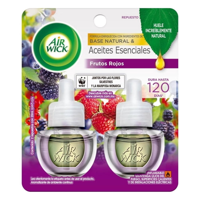 Aromatizante ambiental Air Wick frutos rojos 2 repuestos de 20 ml c/u