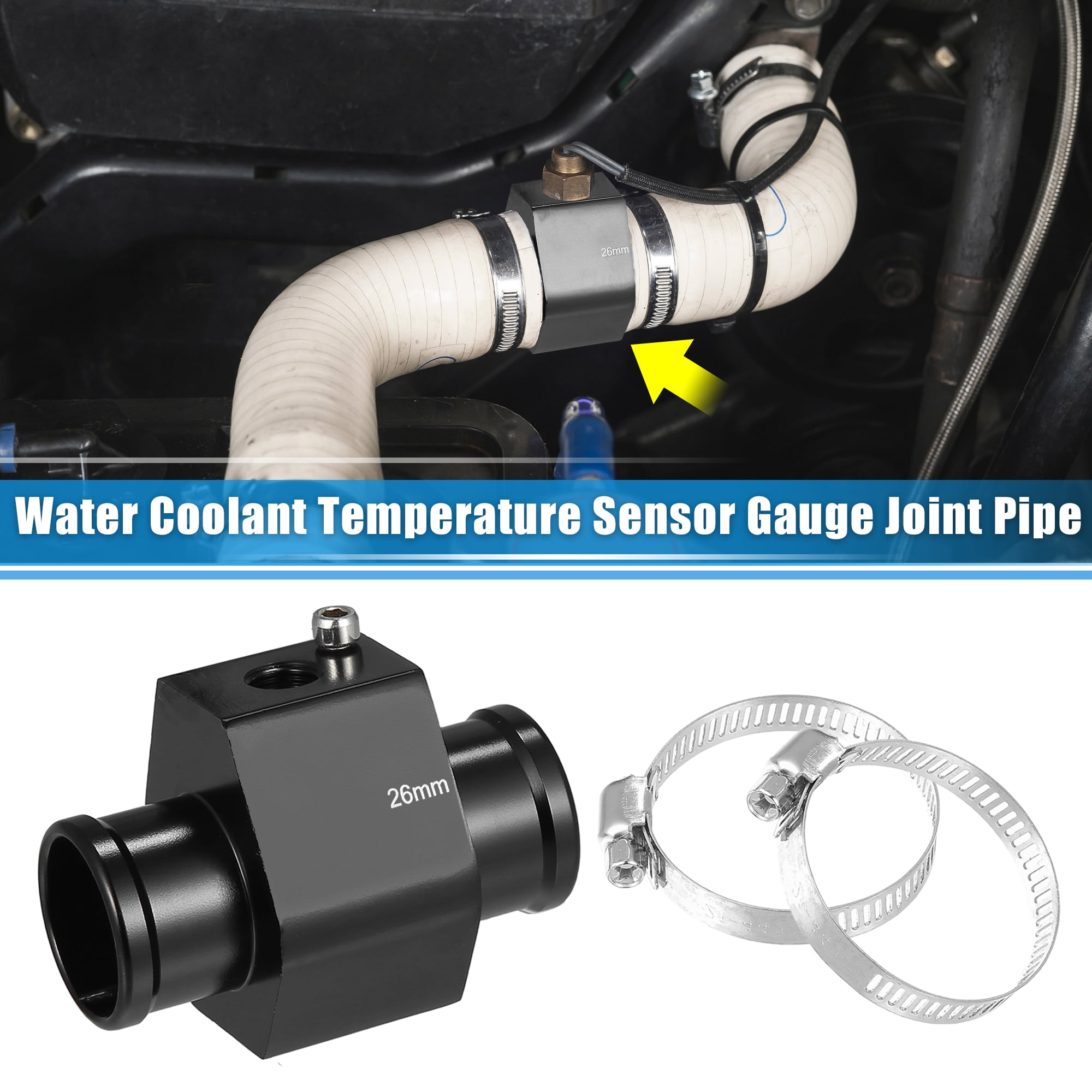 Unique Bargains Universal Aluminum Water Temp Sensor Gauge Radiator Hose Adapter 1.02"